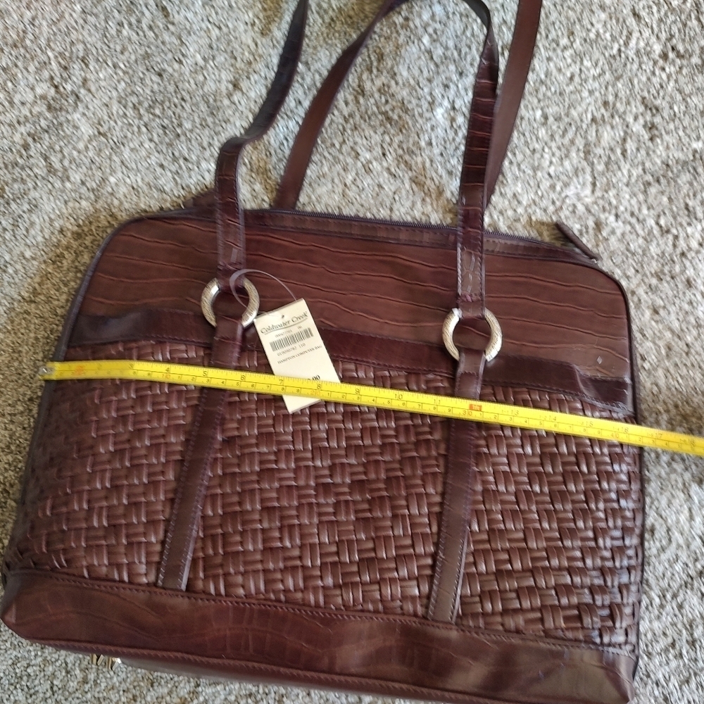 Coldwater Creek Brown Faux Leather Computer Laptop Briefcase Bag NWT! - Picture 7 of 16